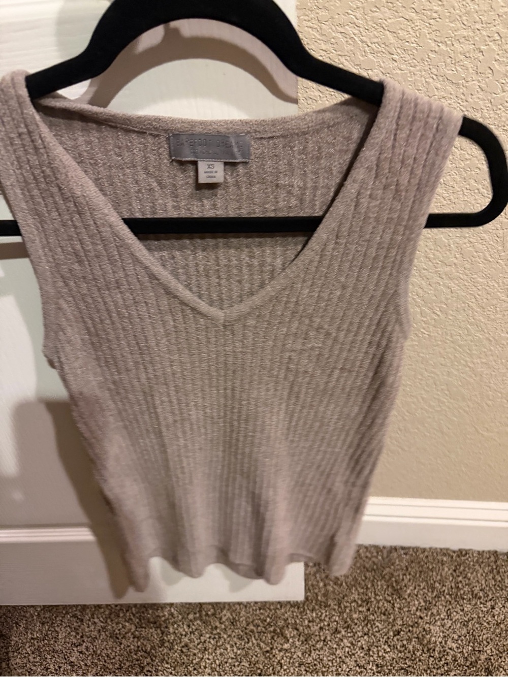 Barefoot Dreams Ribbed V-Neck Sleeveless Tank in Taupe